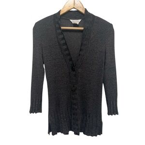 MISOOK Ribbed Knit Cardigan Button Front Size M Petite